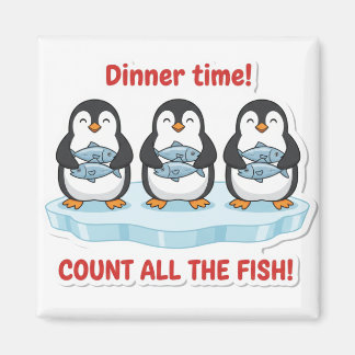 Imã Cute Penguins Dinner Time Counting Fish Math Game 