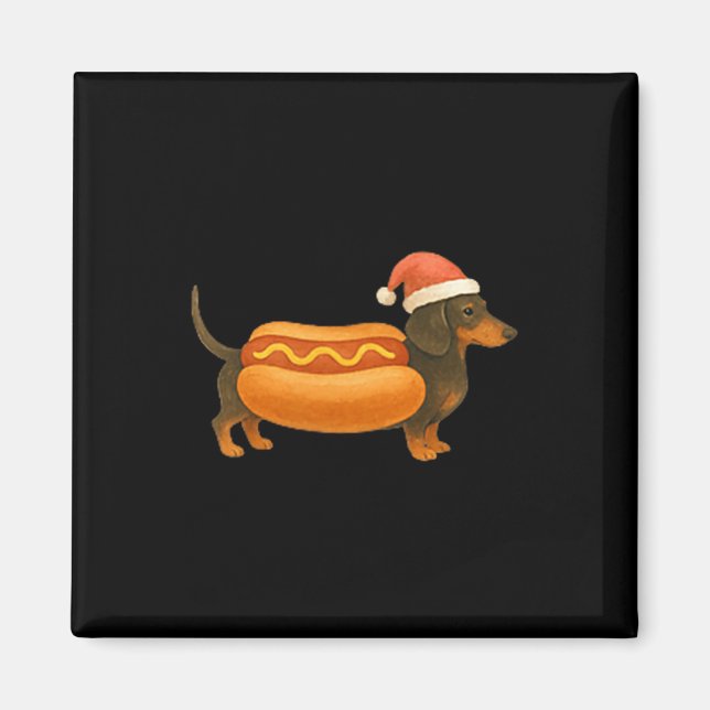 Imã Cute Petite Christmas Funny Hot Dog Dachshund  (Frente)