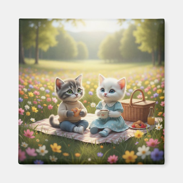 Imã Cute Picnic Cat Magnet | Tom & Luna Spring Picnic  (Frente)