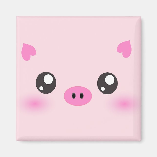 Imã Cute Pig Face - minimalismo kawaii (Frente)