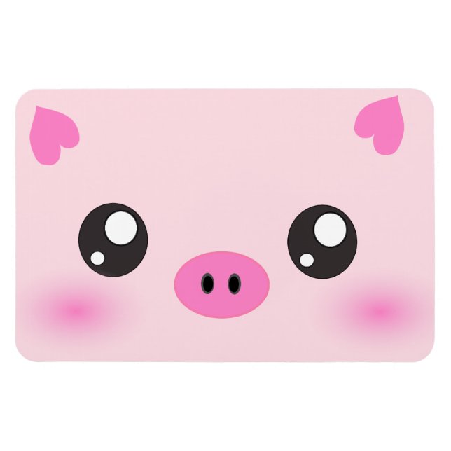 Ímã Cute Pig Face - minimalismo kawaii (Horizontal)