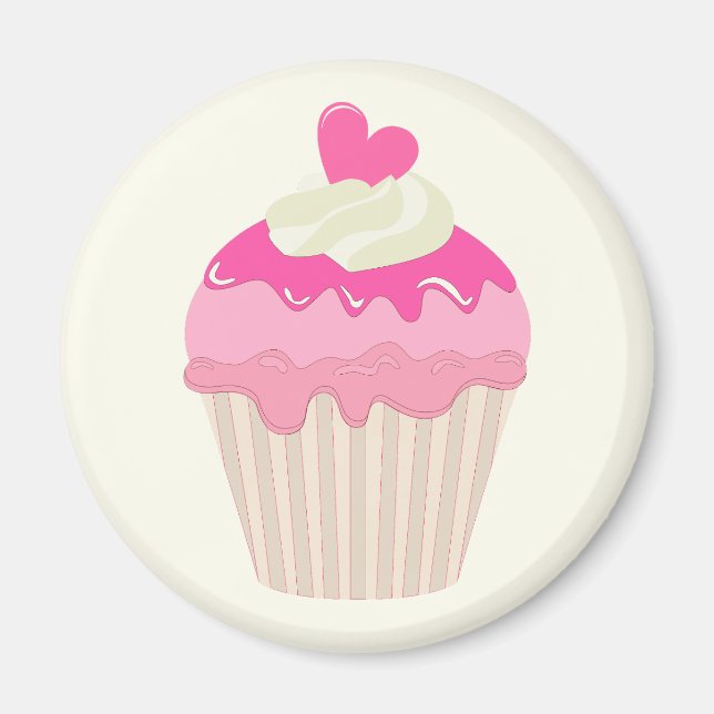 Imã Cute Pink Cupcake Magnet (Frente)