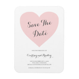 Ímã Cute Pink Heart Typography Casamento Save the Date