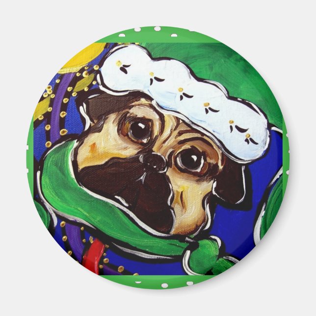 Imã Cute Pug de Natal (Frente)