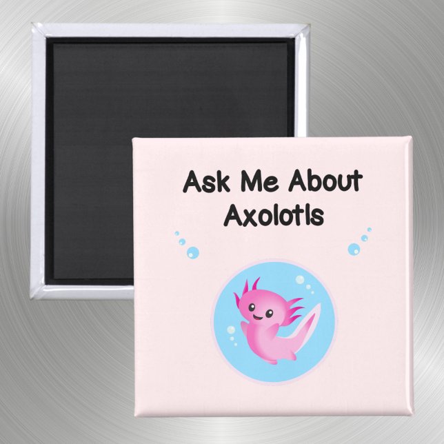 Imã Cute Purple Me Pergunte Sobre Axolotls Salamander (Criador carregado)