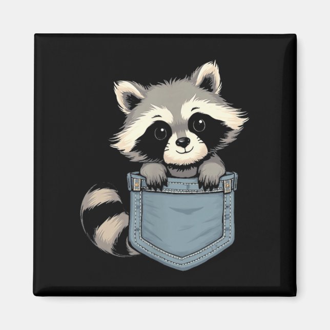 Imã Cute Raccoon Cket Funny For Mens Womens Kids Racco (Frente)
