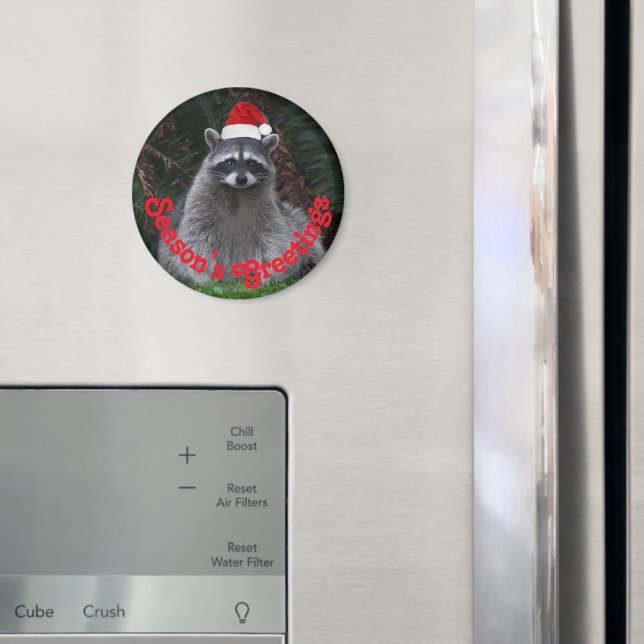 Imã Cute Raccoon Vestindo Feriado Vermelho Santa Hat (In Situ (Fridge))