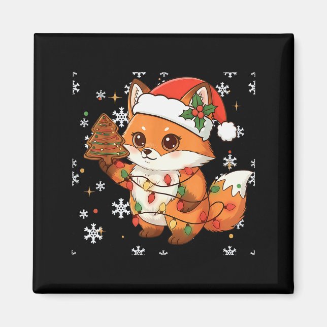 Imã Cute Racoon Lights Tree Cake Funny Xmas Merry Chri (Frente)