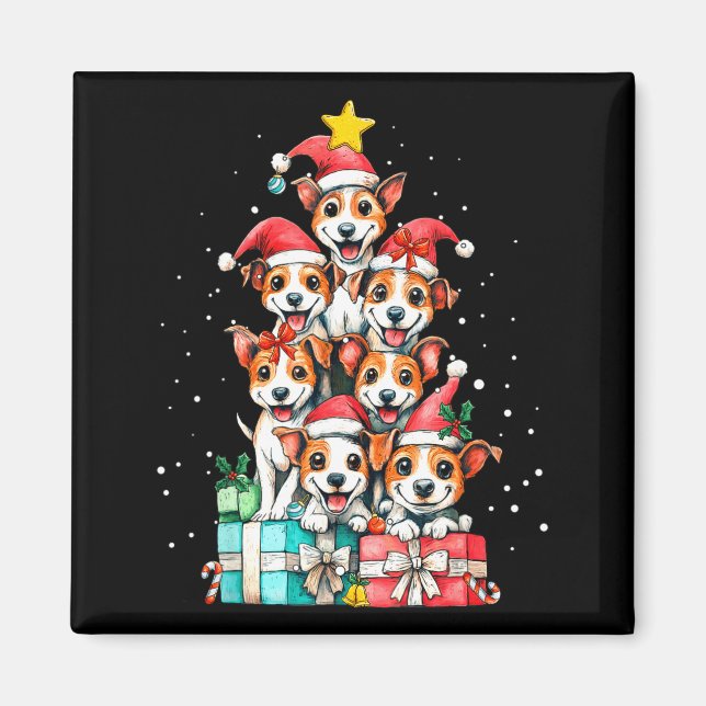 Imã Cute Rat Terrier Le Dog Christmas Tree Xmas  (Frente)