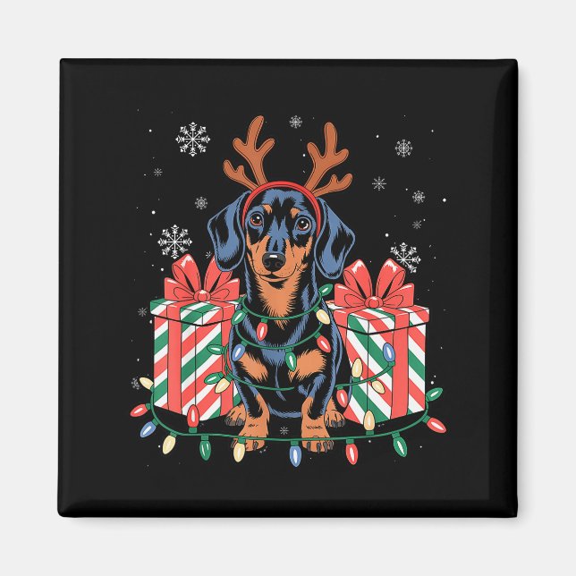 Imã Cute Reindeer Dachshund Christmas For Women Men Do (Frente)
