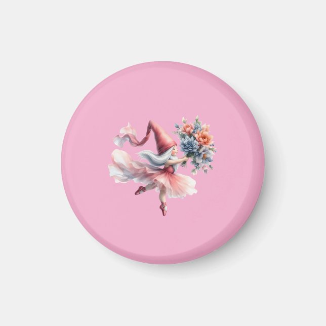 Imã Cute Round Gnome in Pink Tutu Men's T-Shirt (Frente)