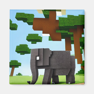 Imã Cute Safari Elephant Pixel Art