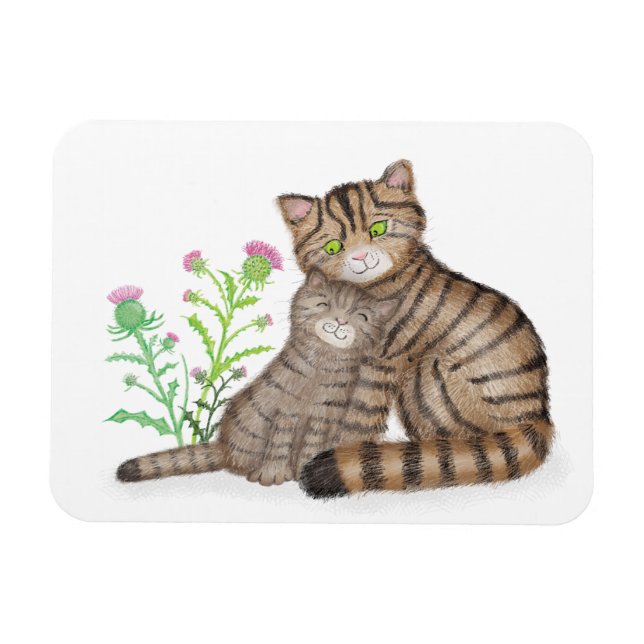 Ímã Cute Scottish Wildcat and kitten magnet (Horizontal)