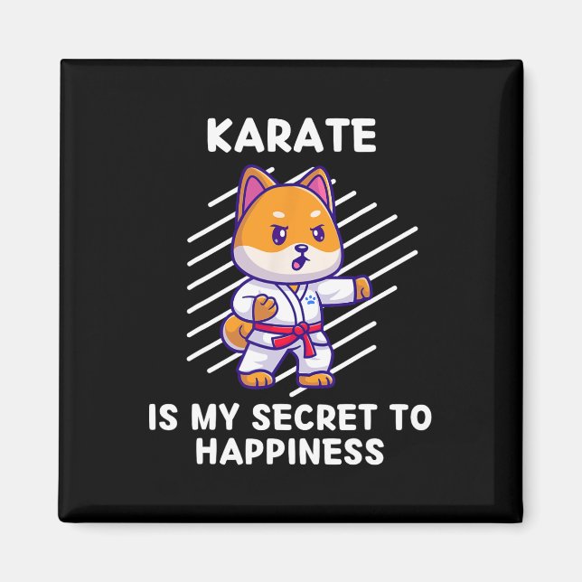 Imã Cute Shi Inu Karate É Meu Segredo Para Felicidade  (Frente)
