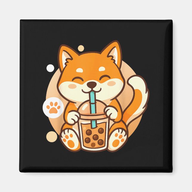 Imã Cute Shiba Inu Dog Bubble Boba Tea Anime Kawaii Ne (Frente)