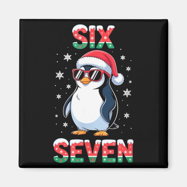 Imã Cute Six Seven 67 Penguin Kids Christmas Holiday  (Frente)
