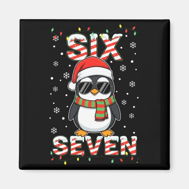 Imã Cute Six Seven 67 Penguin Kids Christmas Holiday L (Frente)