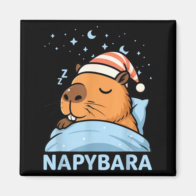 Imã Cute Sleepy Capybara Funny Napybara Pajamas  (Frente)
