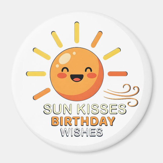 Imã Cute Smiling Sun Birthday Wishes Fridge Magnet (Frente)