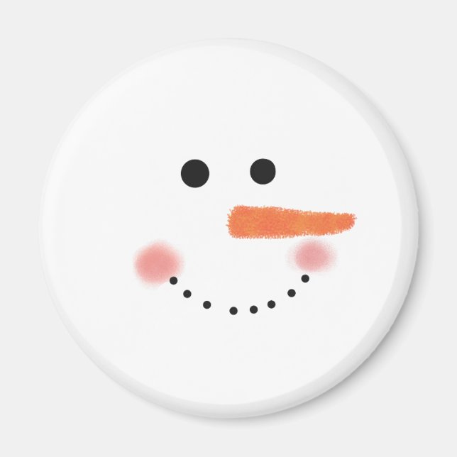 Imã Cute Snowman Face Round (Frente)