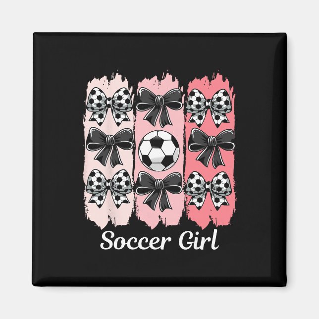 Imã Cute Soccer Girl Coquette Bow Soccer Girl Soccer B (Frente)