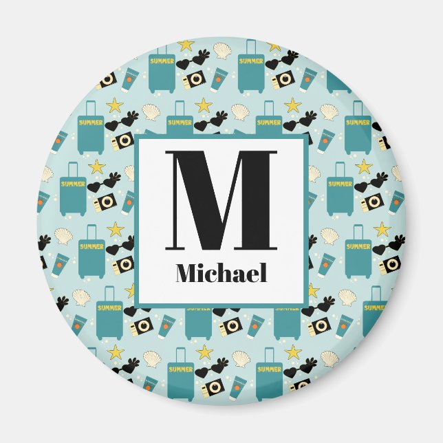 Imã Cute Summer Vacation Elements Magnet (Frente)