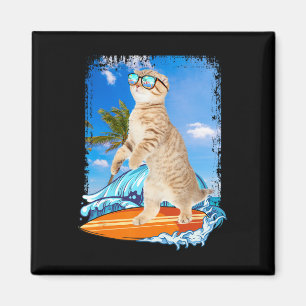 Imã Cute Surfista Gato Havaiano Amante Surfista Praia