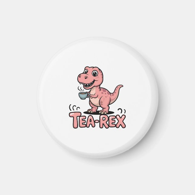 Imã Cute Tea-Rex Dinossauro Rosa – Beba Feliz! (Frente)