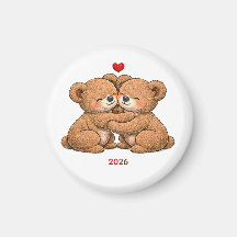 Cute Teddy Bear Couple in Love – Embroidered Style