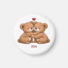 Imã Cute Teddy Bear Couple in Love – Embroidered Style