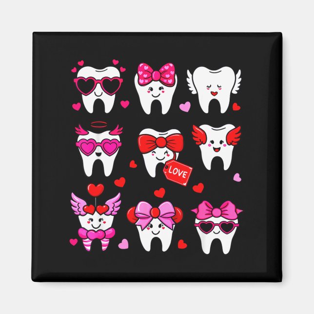 Imã Cute Teeth Love Valentine's Day Dental  (Frente)