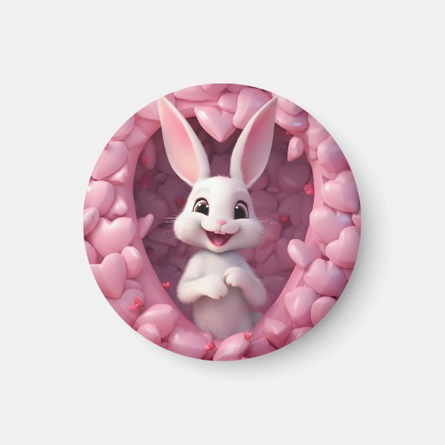 Imã Cute Valentine Bunny Magnet (Frente)