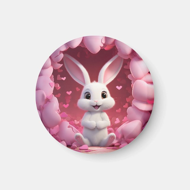 Imã Cute Valentine Bunny Magnet  (Frente)