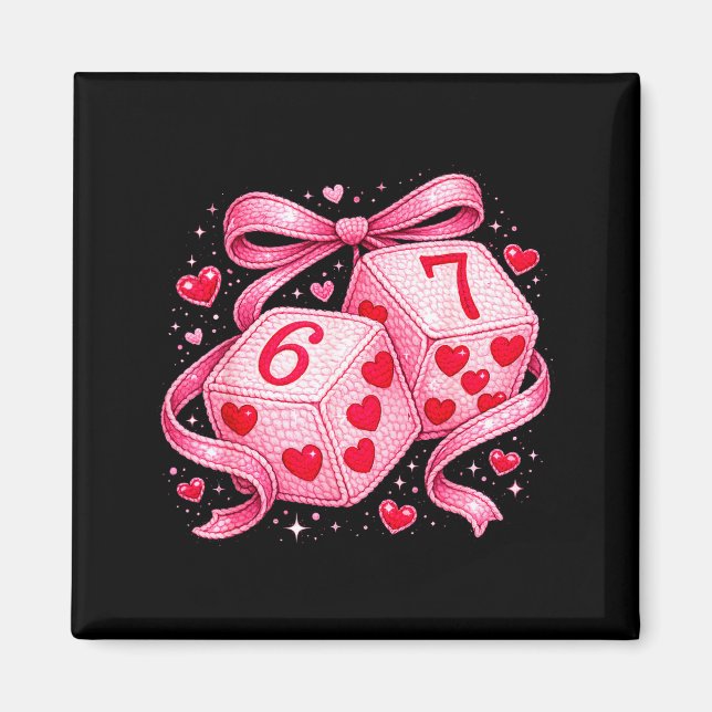 Imã Cute Valentine Dice 6 7 Plush Hearts Nk Aesthetic  (Frente)