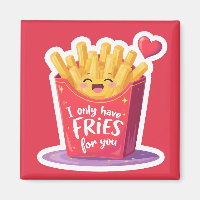 Imã Cute Valentine French Fries Pun (Frente)