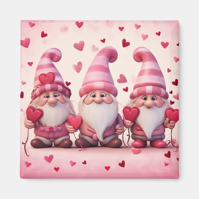 Imã Cute Valentine Gnome Magnet (Frente)