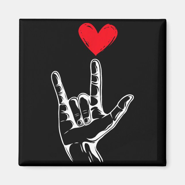 Imã Cute Valentines Day I Love You Hand Sign Language  (Frente)