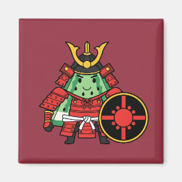 Imã Cute Watermelon Shogun Samurai Warrior Illustratio