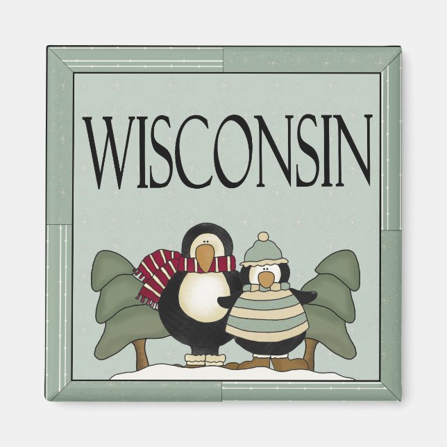 Imã Cute Wisconsin Penguin Magnet Gift (Frente)