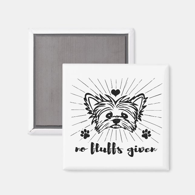 Imã Cute Yorkshire Terrier No FluFF Em Memória Piada (Front/Back)