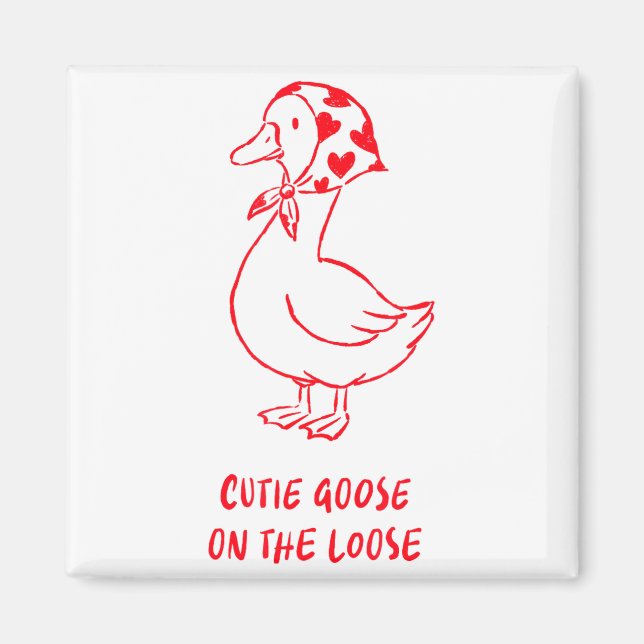 Imã Cutie Goose Valentine Hearts Bandana Cute Barnyard (Frente)