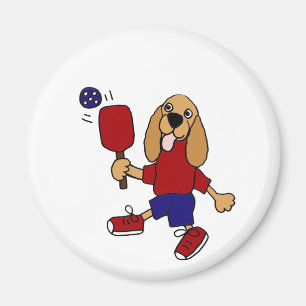 Imã CV- Cocker Spaniel Jogando Cartoon de Pickleball