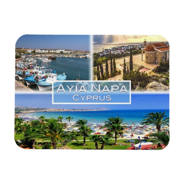 Ímã CY - Chipre - Ayia Napa - Harbour - Nelia Beach - (Horizontal)
