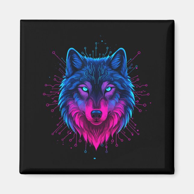 Imã Cyber Wolf For Animal Lovers And Birthday And Birt (Frente)