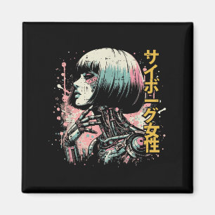 Imã Cyberpunk Art Women Girls Ki, mulher ciborgue japo