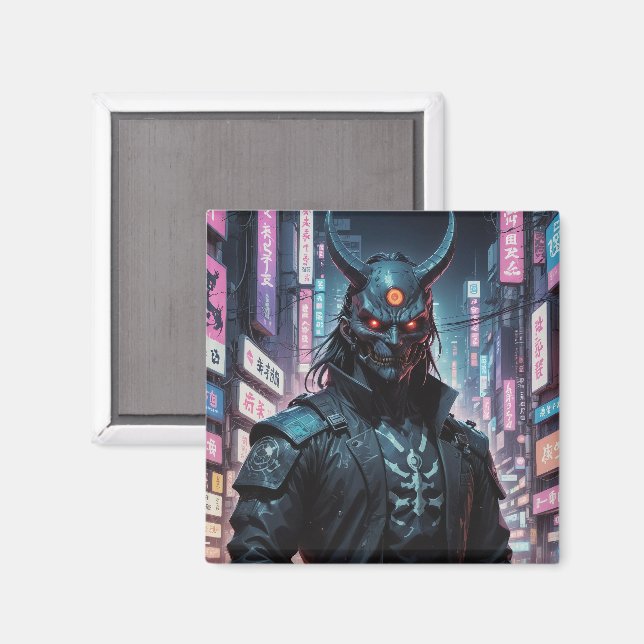 Imã Cyberpunk Demon Samurai (Front/Back)