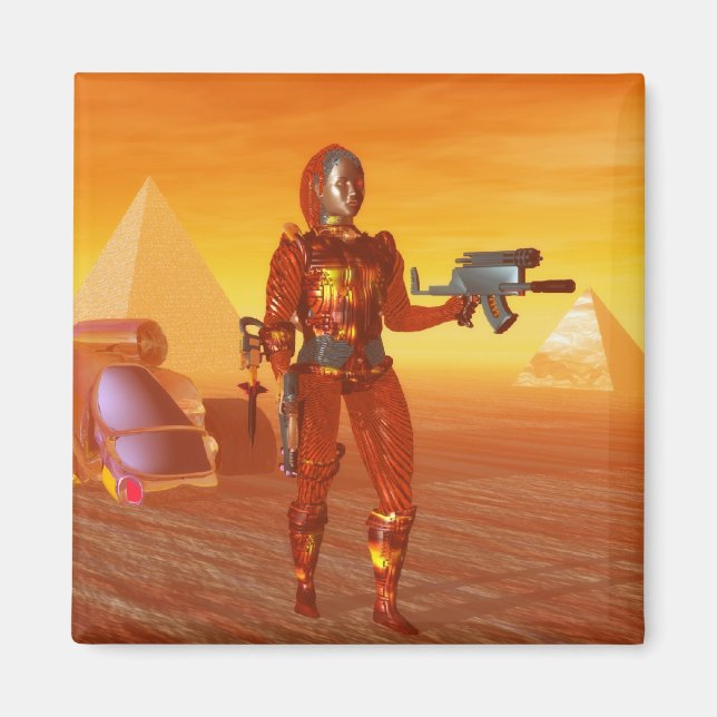 Imã CYBORG ARES EM DESERTO DA HIPERION Science Fiction (Frente)