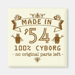 Imã Cyborg engraçado do aniversário com ano