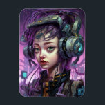 Ímã Cyborg Woman Science Fiction<br><div class="desc">Produtos de arte fantasia de The Lunarium.</div>