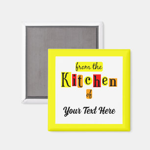Imã Da Cozinha de Borda Amarela Personalizada Retro